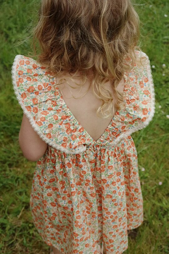 Otroška bombažna obleka Konges Sløjd VERBENA DRESS GOTS Mini oranžna KS102296