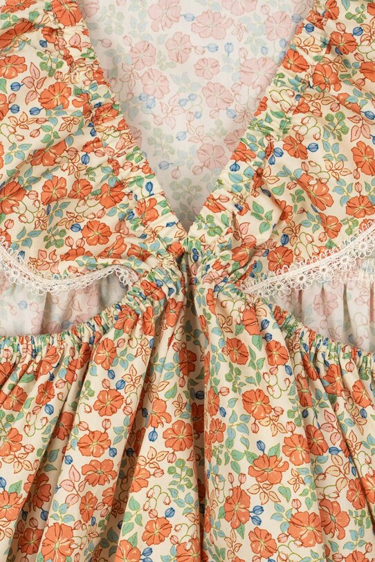 Otroška bombažna obleka Konges Sløjd VERBENA DRESS GOTS KS102296 oranžna