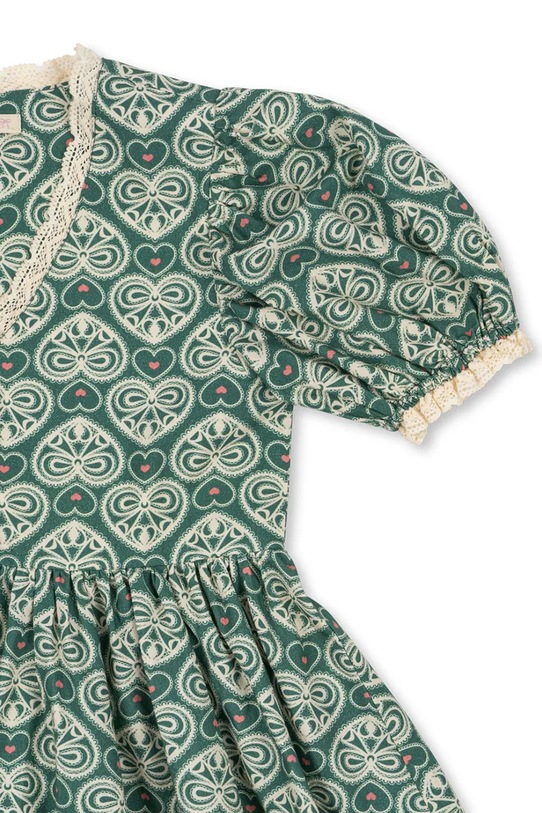 Konges Sløjd rochie din bumbac pentru copii COEUR LACE DRESS GOTS turcoaz KS102650