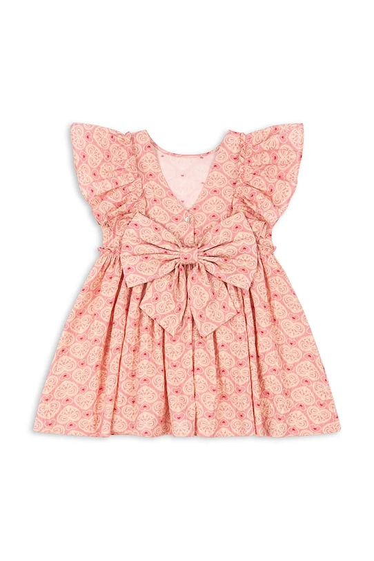 Dziewczynka Konges Sløjd sukienka dziecięca AVA BOW DRESS GOTS KS102444 różowy