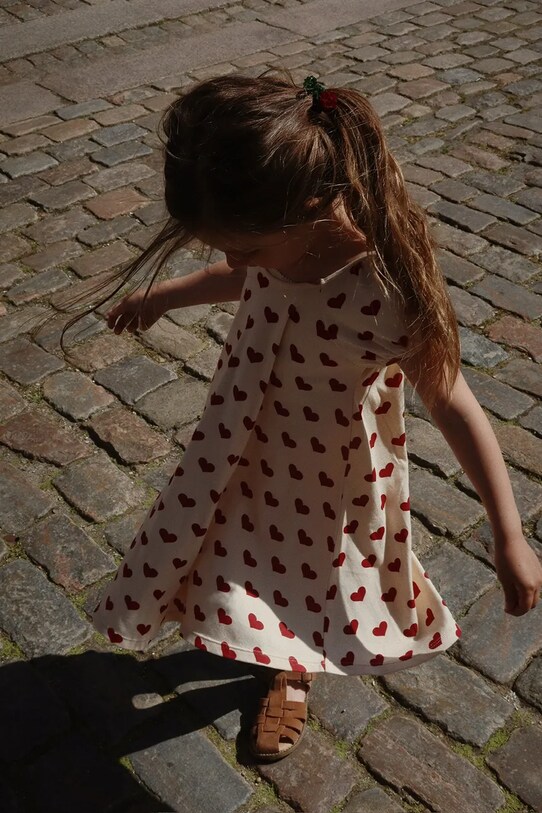 Хлопковое детское платье Konges Sløjd CLASSIC SS DRESS GOTS KS102546 бежевый