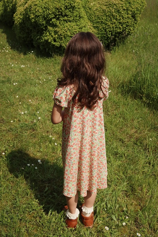 Konges Sløjd sukienka bawełniana dziecięca CLASSIC SS DRESS GOTS KS102546 pomarańczowy SS25