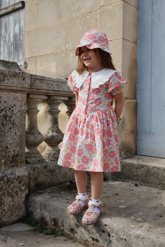 Konges Sløjd sukienka bawełniana dziecięca COEUR COLLAR DRESS GOTS wzorzyste różowy KS102649