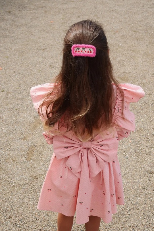 Dječja haljina Konges Sløjd EVIA BOW DRESS GOTS Planet friendly roza KS103055