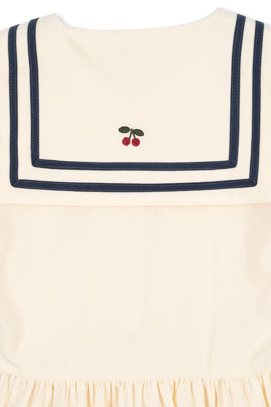 Otroška bombažna obleka Konges Sløjd ALLIE SAILOR DRESS GOTS bež KS103177