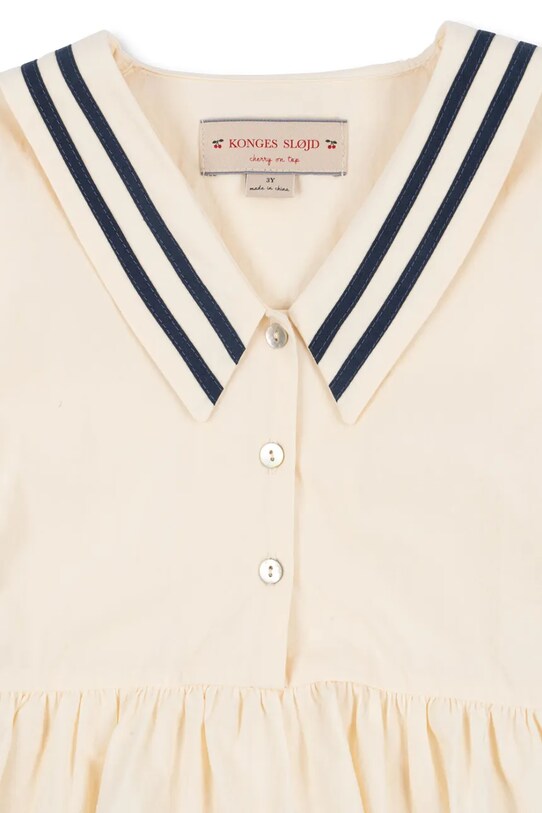 Konges Sløjd rochie din bumbac pentru copii ALLIE SAILOR DRESS GOTS KS103177 bej