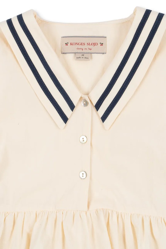 Otroška bombažna obleka Konges Sløjd ALLIE SAILOR DRESS GOTS KS103177 bež