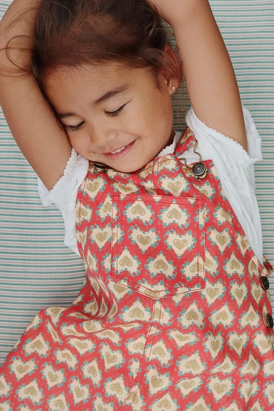 Konges Sløjd rochie FRANKIE OVERALL DRESS GOTS maxi rosu KS103181