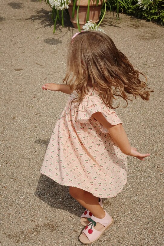 Šaty Konges Sløjd COCO DRESS GOTS okrúhly oranžová KS103059