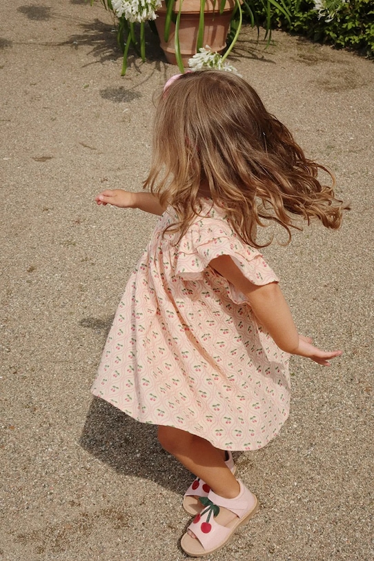 Šaty Konges Sløjd COCO DRESS GOTS okrúhly oranžová KS103059