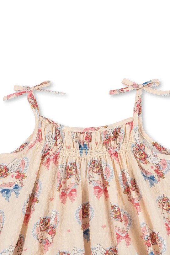 Dziewczynka Konges Sløjd sukienka VIVIAN STRAP DRESS GOTS KS103061 beżowy