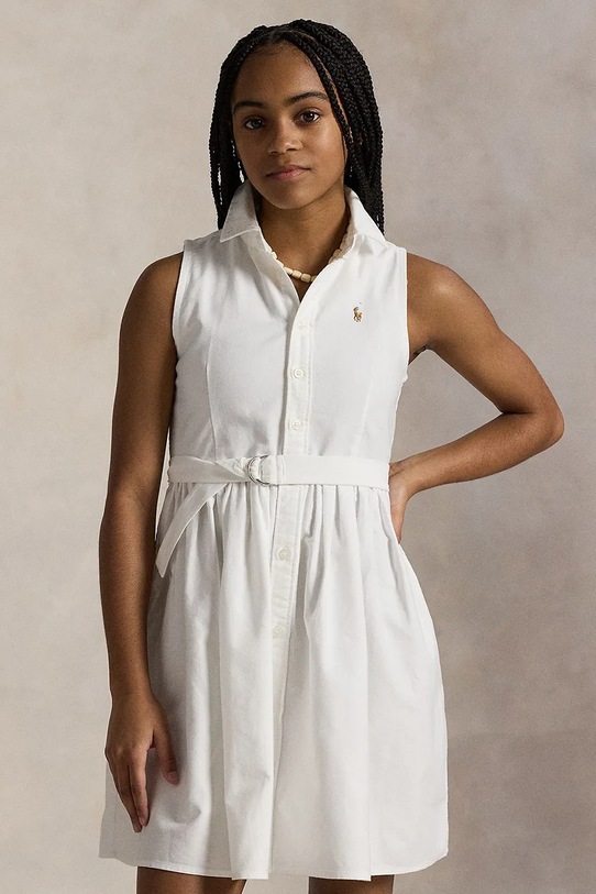 Dječja pamučna haljina Polo Ralph Lauren bijela 313934188001