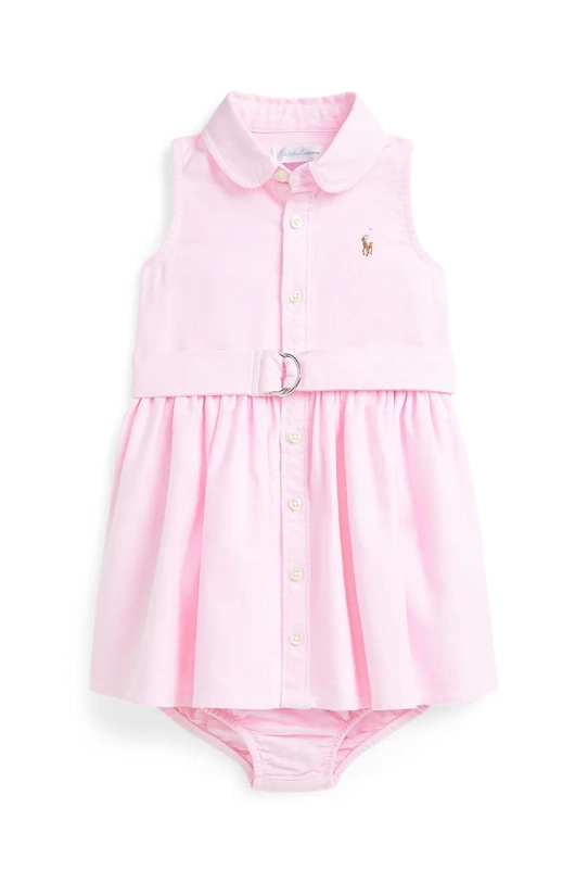 Pamučna haljina za bebe Polo Ralph Lauren pamuk roza 310969058002