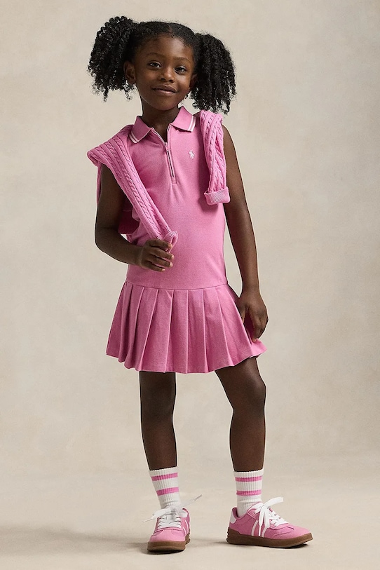 Polo Ralph Lauren sukienka dziecięca z elastanem różowy 312965016001