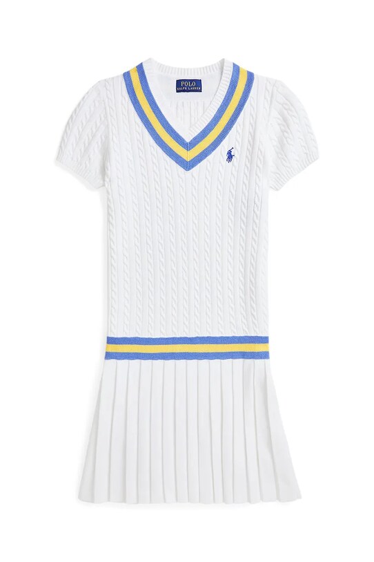 Παιδικό βαμβακερό φόρεμα Polo Ralph Lauren 313964760001 λευκό SS25
