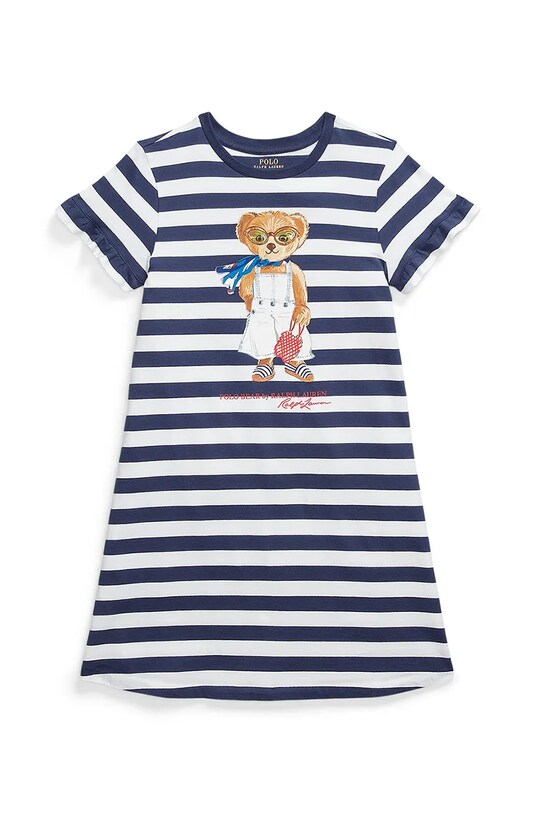 Παιδικό βαμβακερό φόρεμα Polo Ralph Lauren βαμβάκι σκούρο μπλε 313965227001