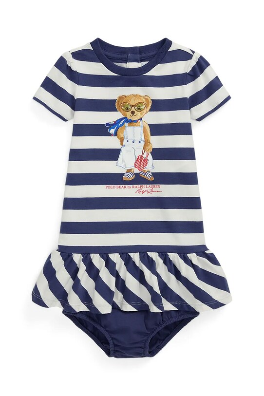 Polo Ralph Lauren rochie din bumbac pentru bebeluși mini bleumarin 310966461001