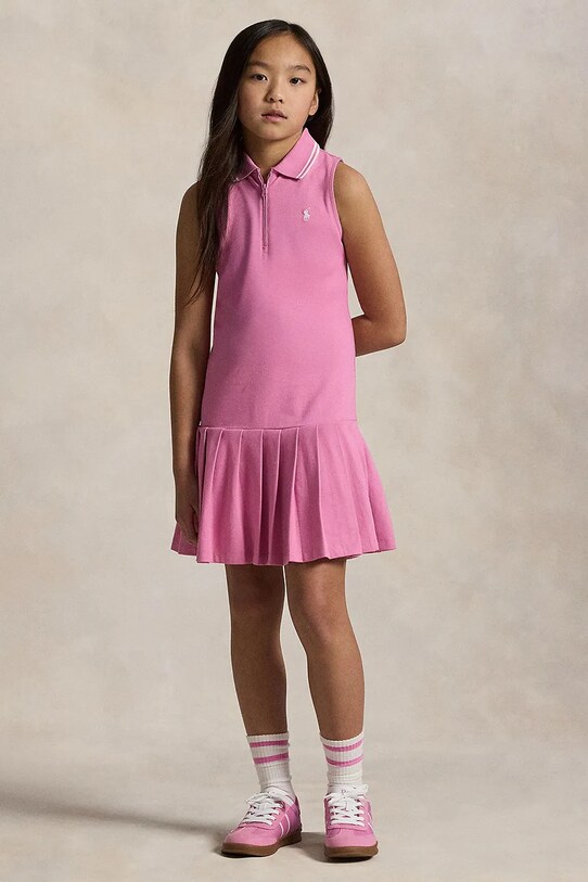 Polo Ralph Lauren sukienka dziecięca z elastanem różowy 313965016001