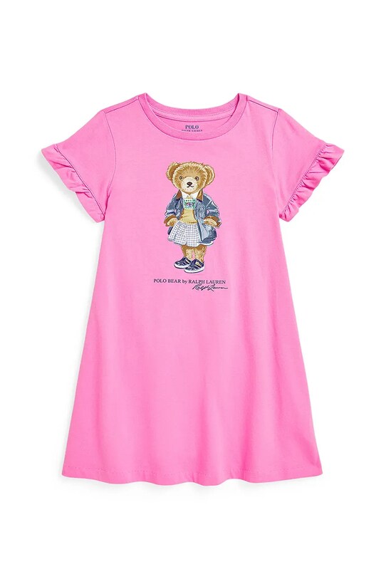 Хлопковое детское платье Polo Ralph Lauren короткий розовый 312965157002