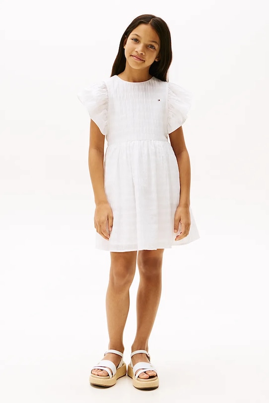Детска рокля Tommy Hilfiger еластичен бял KG0KG08472.128.176.PPYA