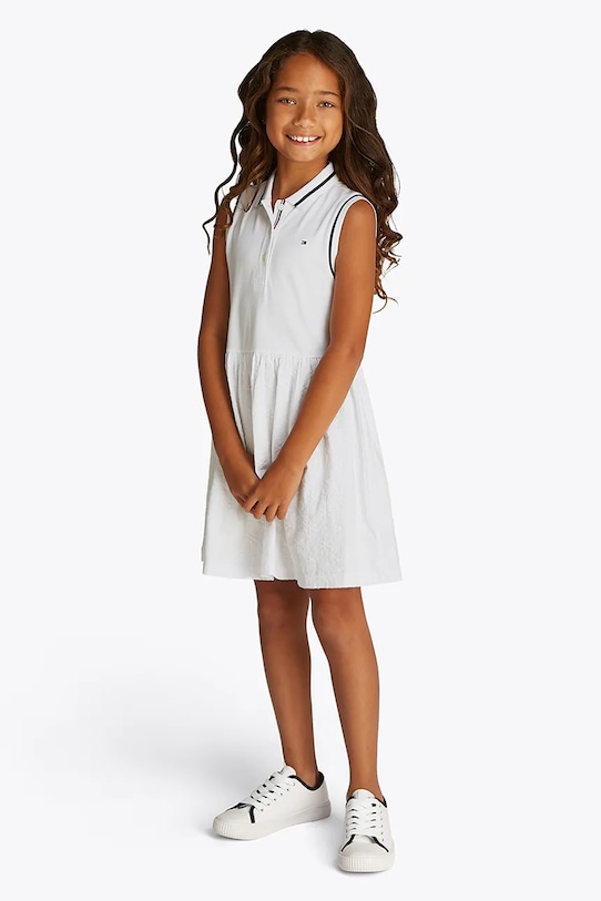 Дитяча бавовняна сукня Tommy Hilfiger mini білий KG0KG08566.116.122.PPYA