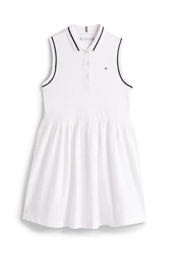 Дитяча бавовняна сукня Tommy Hilfiger KG0KG08566.128.176.PPYA білий SS25