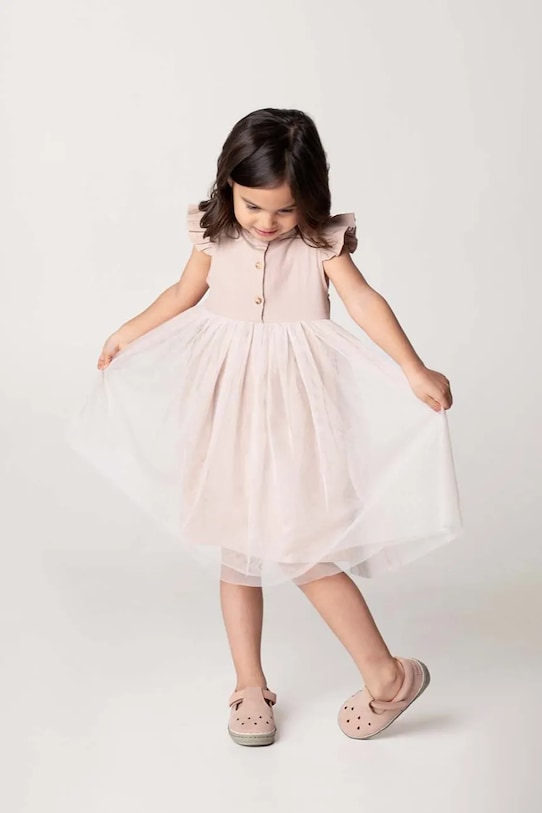 Donsje sukienka dziecięca Fleurance Dress rozkloszowany beżowy 4062900