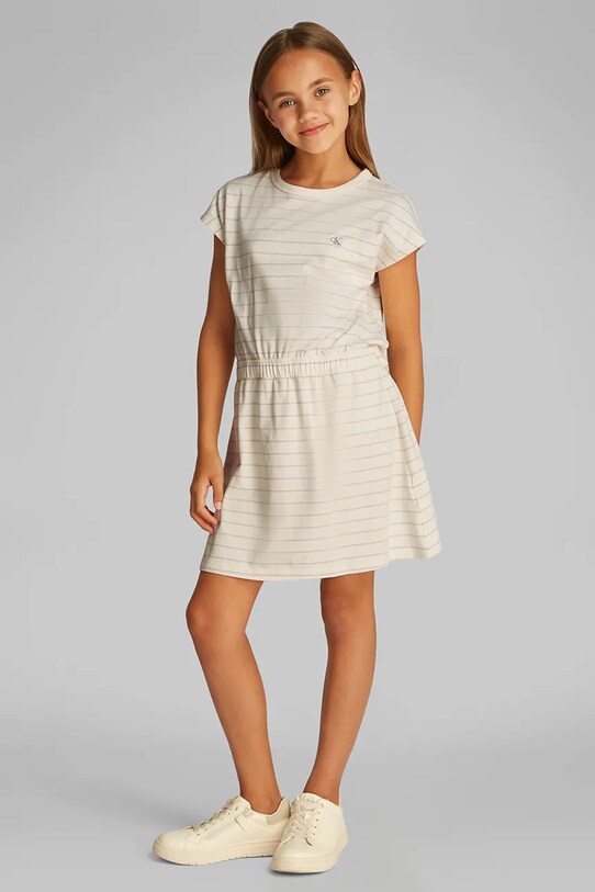 Otroška obleka Calvin Klein Jeans Z elastanom bež IG0IG02929.104.116.PPYA