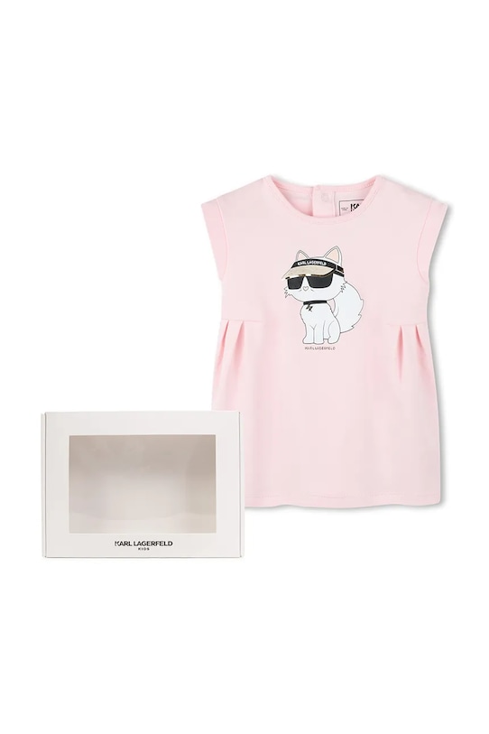 Дівчинка Дитяча бавовняна сукня Karl Lagerfeld Z30510.86.108 рожевий