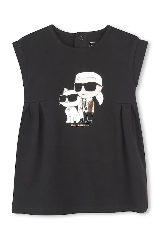 Хлопковое детское платье Karl Lagerfeld короткий чёрный Z30510.86.108