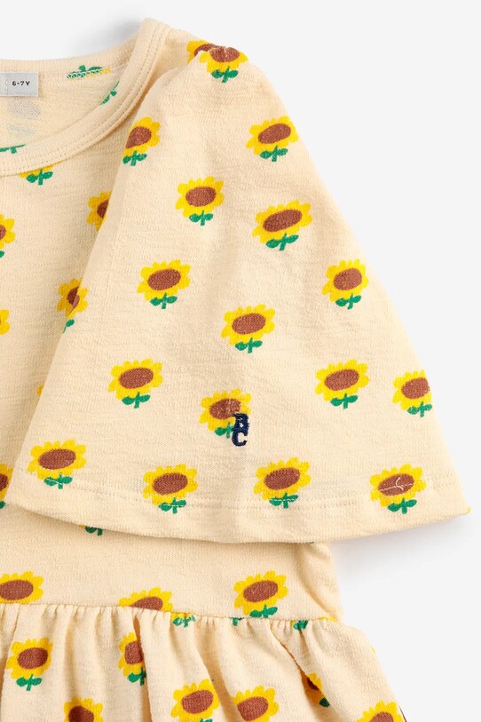 Девочка Хлопковое детское платье Bobo Choses Sunflower 125AC090 жёлтый