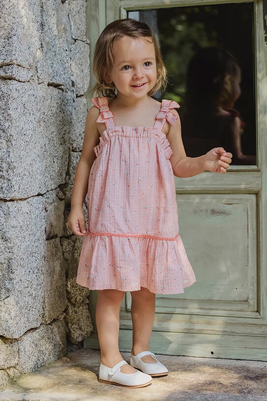 Otroška bombažna obleka Tartine et Chocolat Oversize oranžna CA30021.80.94