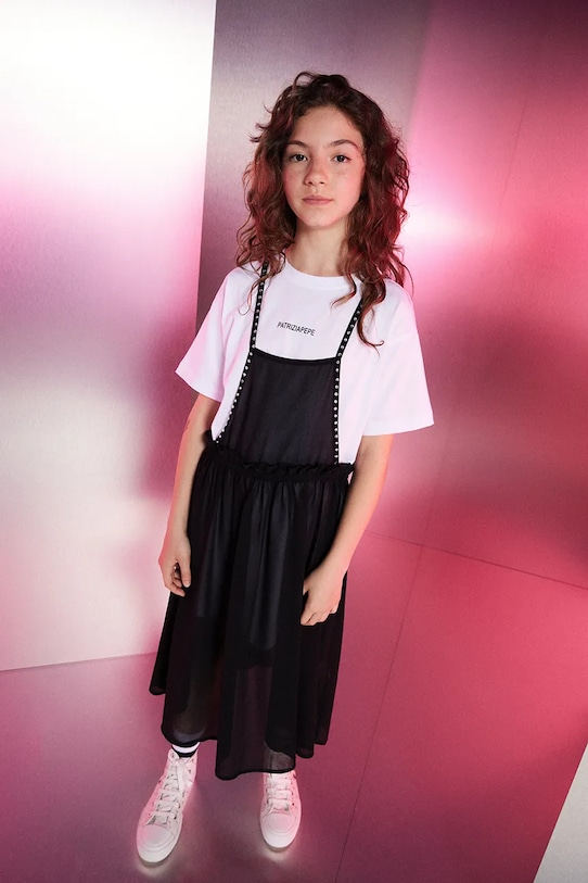 Παιδικό φόρεμα Patrizia Pepe K103 στρογγυλό μαύρο 7A0552