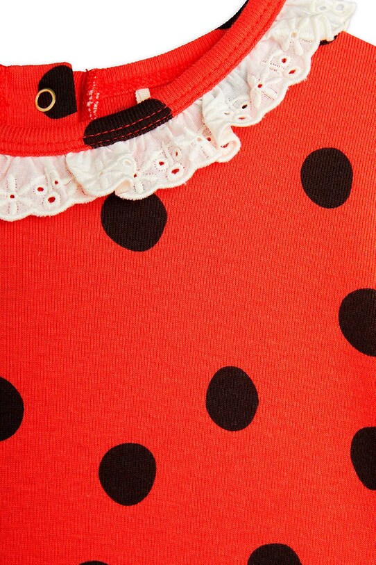 Хлопковое детское платье Mini Rodini Dots красный 2525010042
