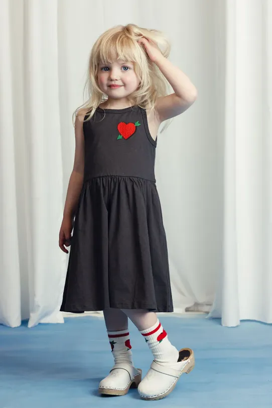 Хлопковое детское платье Mini Rodini Arrowed heart mini чёрный 2525010799