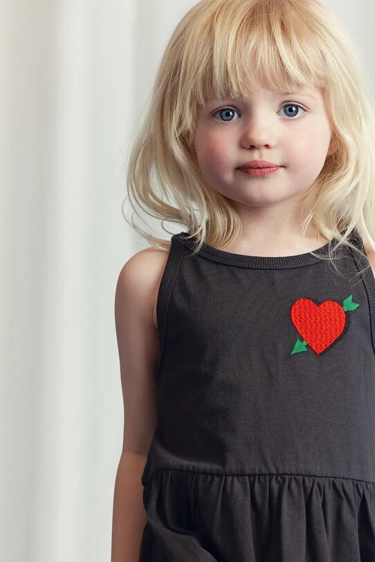Хлопковое детское платье Mini Rodini Arrowed heart 2525010799 чёрный