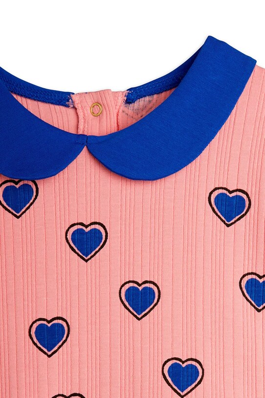 Хлопковое детское платье Mini Rodini Outlined hearts розовый 2525011028