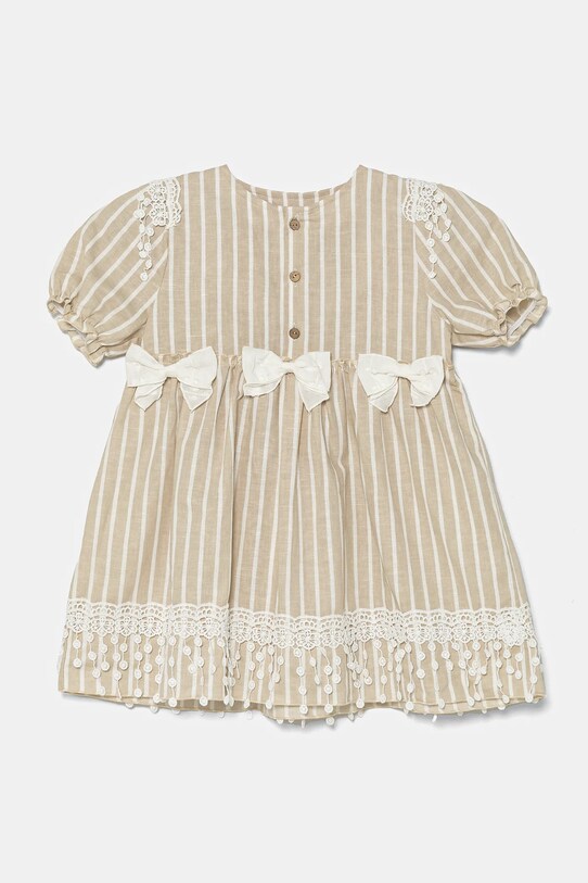 Jamiks sukienka lniana dziecięca NAZANI II NAZANI.II.Suki.JLH164.G beżowy SS25