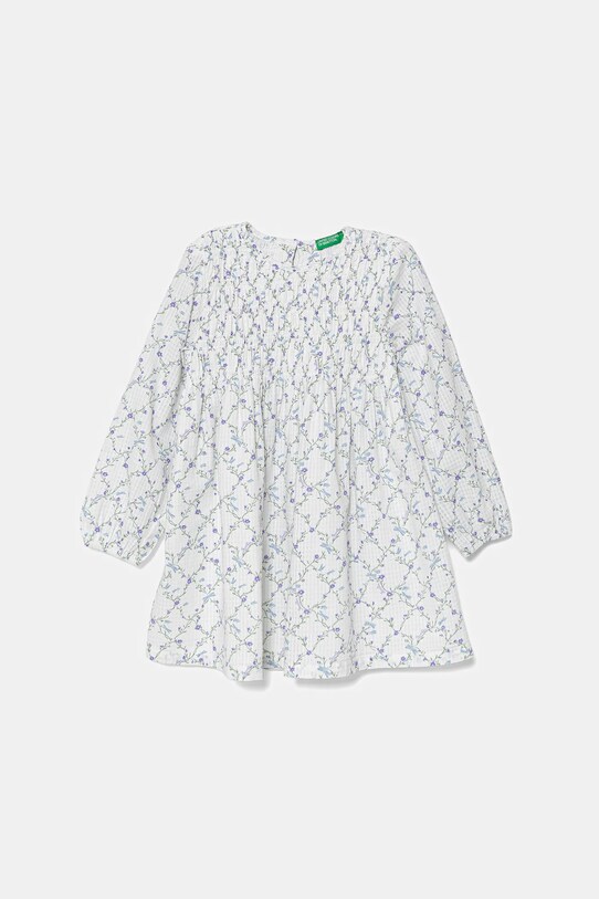 Дитяча бавовняна сукня United Colors of Benetton довгий білий 40VFGV028.P.Seasonal