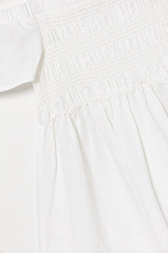 Dziewczynka United Colors of Benetton sukienka lniana dziecięca 43WBCV037.G.Seasonal biały