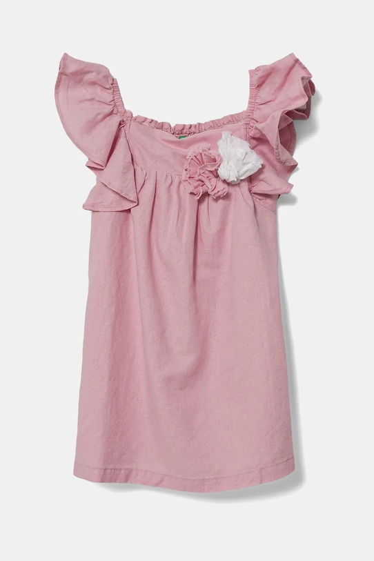 Dětské lněné šaty United Colors of Benetton mini růžová 43WBGV026.P.Seasonal
