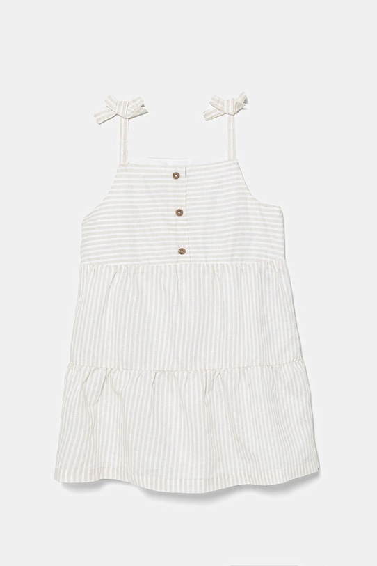 Dětské lněné šaty United Colors of Benetton mini béžová 4Q1NGV025.P.Seasonal