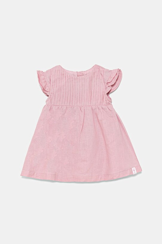 United Colors of Benetton sukienka lniana niemowlęca midi różowy 43WBAV00N.W.Seasonal