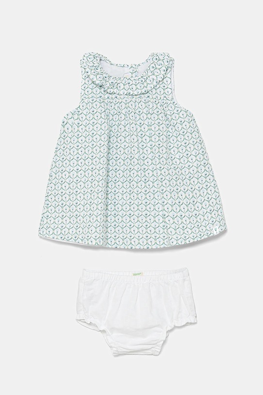 Βεφικό λινό φόρεμα United Colors of Benetton στρογγυλό τιρκουάζ 4Q1NAV00O.W.Seasonal