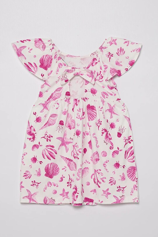 Παιδικό βαμβακερό φόρεμα United Colors of Benetton 34VAGV010.P.Seasonal ροζ SS25