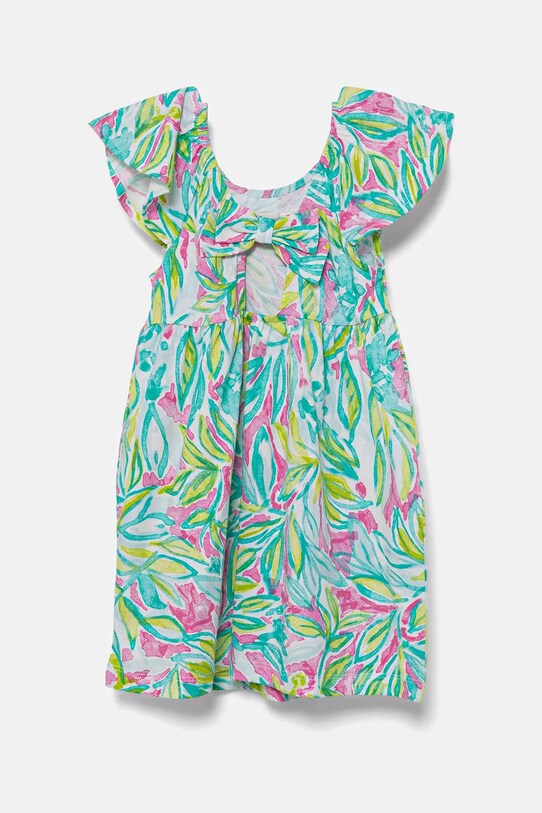 Dievčenské bavlnené šaty United Colors of Benetton 34VAGV010.P.Seasonal zelená SS25