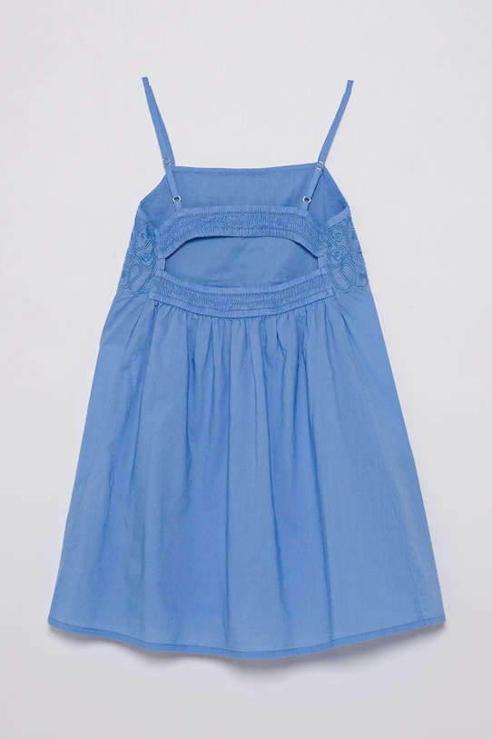 Παιδικό βαμβακερό φόρεμα United Colors of Benetton 4Q2LCV03H.G.Seasonal μπλε SS25