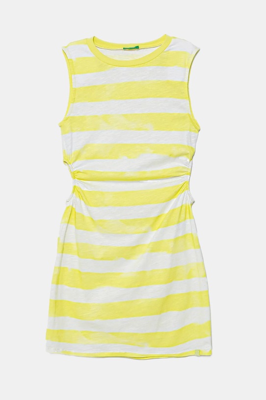 United Colors of Benetton sukienka bawełniana dziecięca wzorzyste żółty 3SL3CV013.G.Seasonal