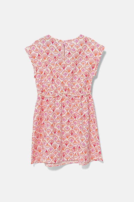 Хлопковое детское платье United Colors of Benetton 4MMDCV03F.G.Seasonal оранжевый SS25