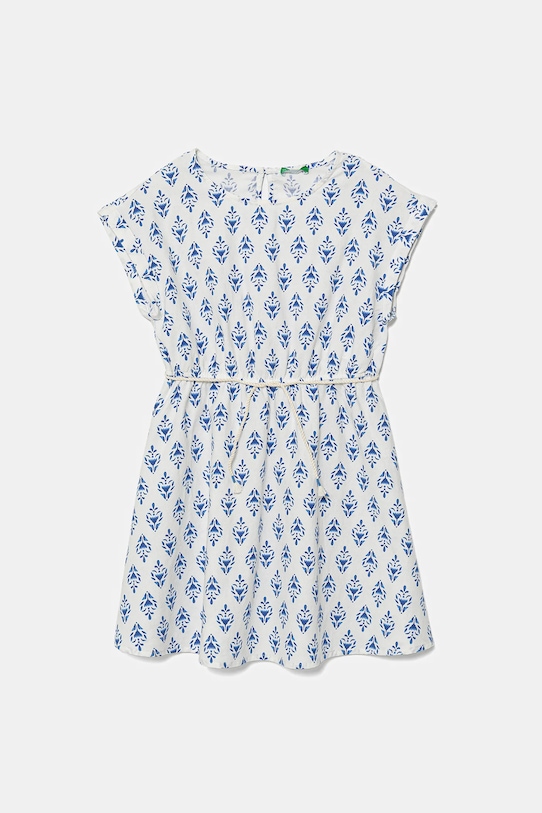 Dětské bavlněné šaty United Colors of Benetton midi modrá 4MMDCV03F.G.Seasonal